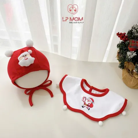 Set mũ và yếm quàng cổ Giáng Sinh Noel cho bé xinh yêu - Họa tiết tuần lộc, ông già, cây thông