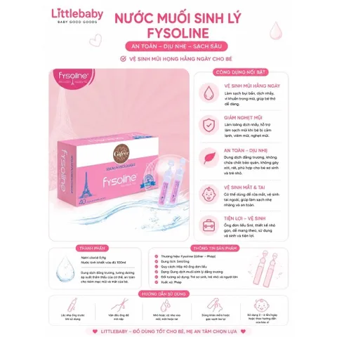Nước Muối Sinh Lý Fysoline Pháp Cho Trẻ Sơ Sinh – Rửa Mũi, Vệ Sinh Mắt