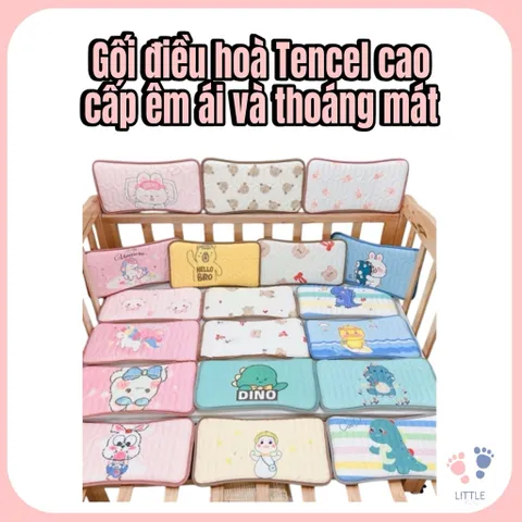 Gối Điều Hòa Tencel Cao Cấp Thoáng Mát Và Êm Ái, Thấm Hút Mồ Hôi Tốt Cho Bé Từ Sơ Sinh KT 20x38cm