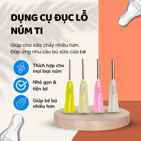 Đục lỗ núm ti bình sữa cho bé, dùng cho mọi loại núm ti, giúp sữa chảy nhanh hơn