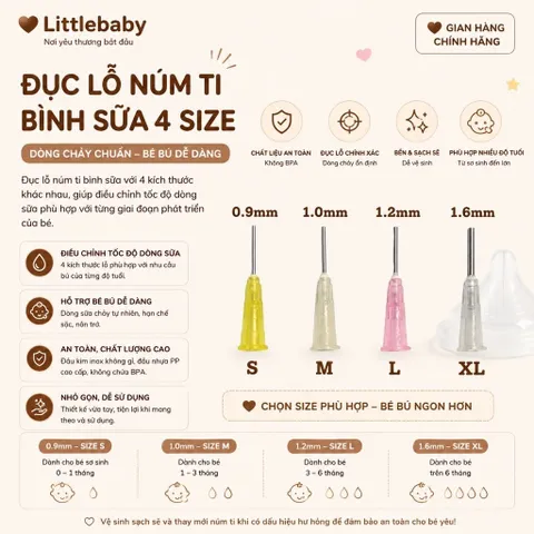 Đục lỗ núm ti bình sữa cho bé, dùng cho mọi loại núm ti, giúp sữa chảy nhanh hơn