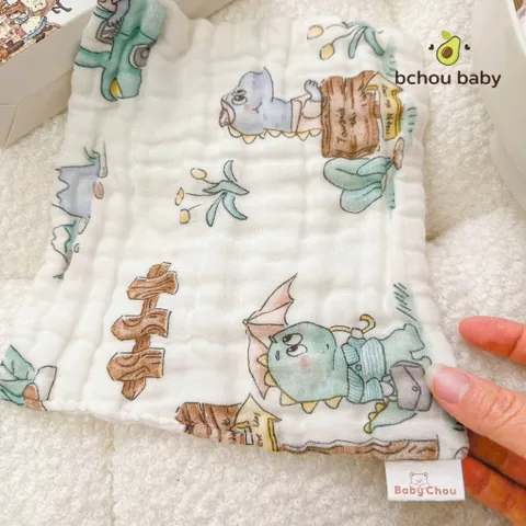 Set 5 khăn sữa Muslin B.chou hoạ tiết cổ tích - Mềm Mịn, Thấm Hút Tốt, An Toàn Cho Bé