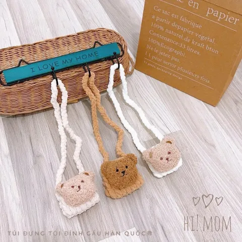 Túi len đựng tỏi, tránh vía hoạ tiết hình gấu dễ thương cho bé