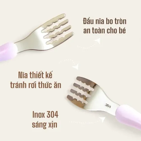 Bộ thìa dĩa inox Misan an toàn cho bé, kèm đũa và hộp đựng vệ sinh