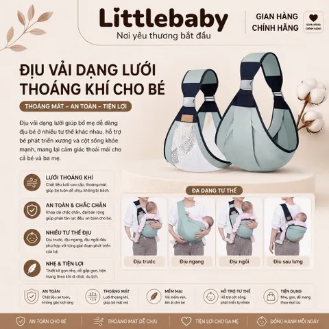 Địu Vải Cho Bé Dạng Lưới Thoáng Khí – Địu Em Bé Sơ Sinh 0-18 Tháng, Địu Trẻ Em Tiện Lợi, An Toàn