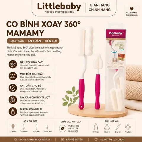 Cọ Rửa Bình Sữa Mamamy Xoay 360 – Dụng Cụ Vệ Sinh Bình Sữa Trẻ Em