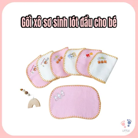 Gối Xô Sơ Sinh 10 Lớp Muslin Cho Bé - Gối Xô Phong Cách Hàn Quốc Siêu Mềm, Mịn, Thấm Hút Mồ Hôi Tốt