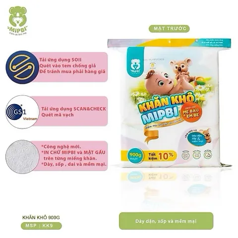 Khăn Vải Khô Mipbi Chính Hãng – Khăn Khô Đa Năng Cho Bé, Khăn Lau Mặt, Thay Khăn Ướt An Toàn