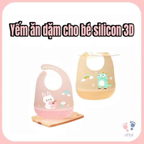 Yếm ăn dặm cho bé , yếm máng sillicon siêu nhẹ chống thấm nước trong suốt