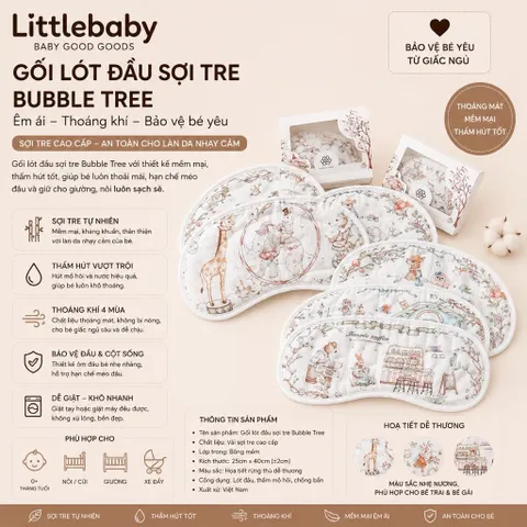 Gối Lót Đầu Sợi Tre Cổ Tích Bubble Tree - Gối Lót Đầu Phong Cách HQ Thoáng Khí Thấm Hút Mồ Hôi Cho Bé Sơ Sinh