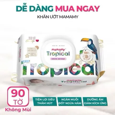 Khăn Ướt Mamamy Tropical 90 Tờ – Khăn Giấy Ướt Tiện Lợi Cho Bé