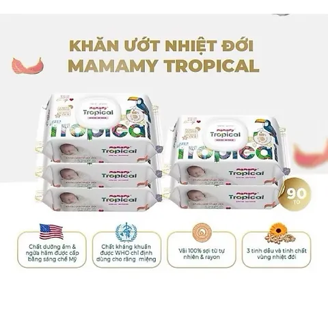 Khăn Ướt Mamamy Tropical 90 Tờ – Khăn Giấy Ướt Tiện Lợi Cho Bé