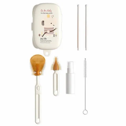 Bộ Cọ Rửa Bình Sữa Silicon 6 Chi Tiết Đa Năng, Dụng Cụ Vệ Sinh Bình Sữa Núm Ti Cho Bé