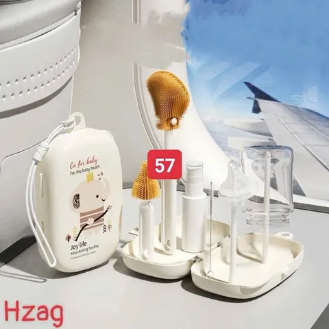 Bộ Cọ Rửa Bình Sữa Silicon 6 Chi Tiết Đa Năng, Dụng Cụ Vệ Sinh Bình Sữa Núm Ti Cho Bé