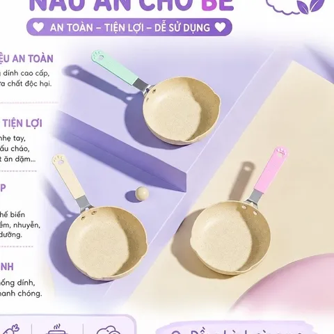 Chảo chống dính hình gấu OKBY 14cm chế biến đồ ăn dặm cho bé