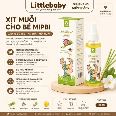 Tinh Dầu Xịt Chống Muỗi Mipbi 100ml Cho Bé – Xịt Muỗi An Toàn