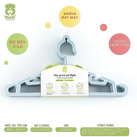 Set 10 móc treo quần áo, treo đồ HOKORI cao cấp