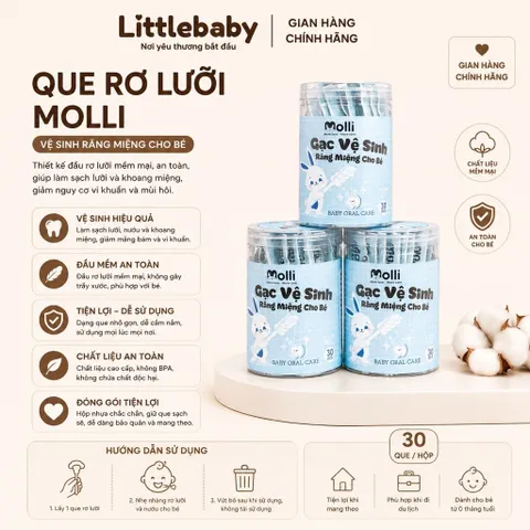 Que Rơ Lưỡi Molli Cho Bé Sơ Sinh – Tăm Bông Rơ Lưỡi Vệ Sinh Miệng Cho Trẻ Nhỏ
