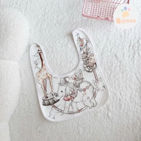 Yếm ăn dặm cho bé, chất vải mềm vintage phong cách Hàn