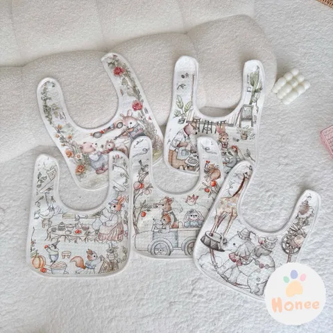 Yếm ăn dặm cho bé, chất vải mềm vintage phong cách Hàn