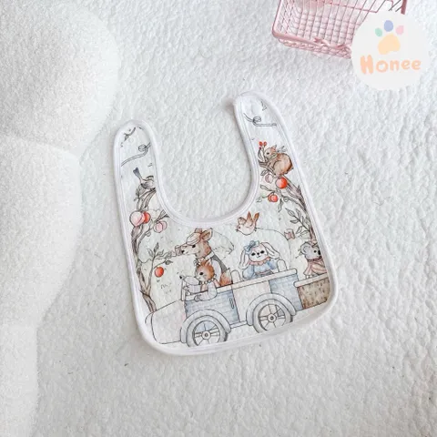 Yếm ăn dặm cho bé, chất vải mềm vintage phong cách Hàn