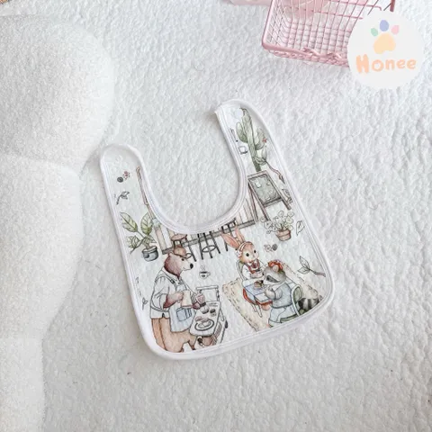 Yếm ăn dặm cho bé, chất vải mềm vintage phong cách Hàn