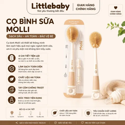 Cọ Rửa Bình Sữa Silicone Molli 4 Chi Tiết – Bộ Cọ Vệ Sinh Bình Sữa