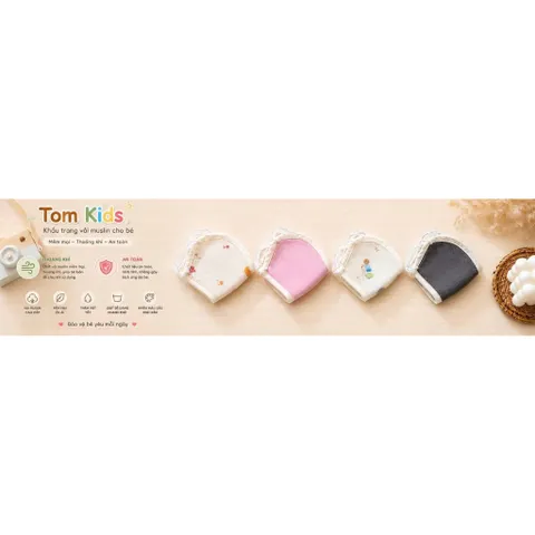 Khẩu trang vải xô Muslin thoáng khí, mềm mại, an toàn, dùng được 4 mùa cho o bé