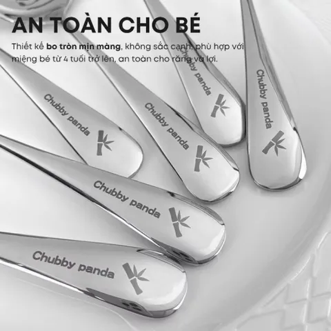 Thìa Inox 304 Ăn Dặm Cho Bé An Toàn Không Gỉ Sét Sáng Bóng Họa Tiết Dễ Thương