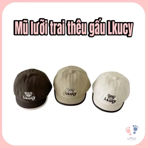 Mũ lưỡi trai cho bé thêu gấu Lkucy dễ thương – Nón trẻ em form đẹp, thoáng mát, nhiều màu