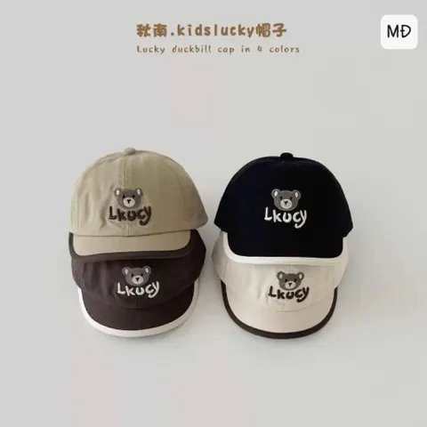 Mũ lưỡi trai cho bé thêu gấu Lkucy dễ thương – Nón trẻ em form đẹp, thoáng mát, nhiều màu