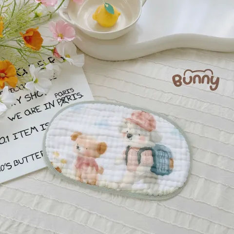 Gối mây Cho Bé 6 Lớp Cotton Mềm Mại Họa Tiết Hoạt Hình Dễ Thương, Khăn Lau Đa Năng Thấm Hút Tốt