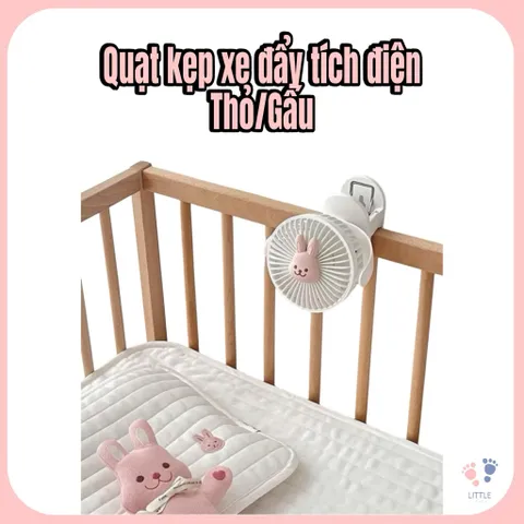 Quạt Kẹp Xe Đẩy Cho Bé Mini Hình Thú Dễ Thương – Quạt USB 3 Tốc Độ, Xoay Linh Hoạt, Pin Sạc Tiện Lợi
