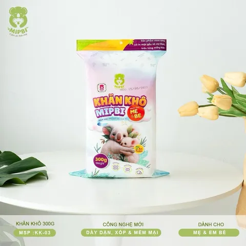 KHĂN VẢI KHÔ ĐA NĂNG DÀNH CHO MẸ VÀ BÉ MIPBI 300gr ,600gr, 900gr