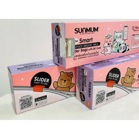 Túi Zip Đa Năng Sunmum Thái Lan Chính Bảo Hãng - Hộp 12 Túi Đựng Đồ, Trữ Sữa Mẹ