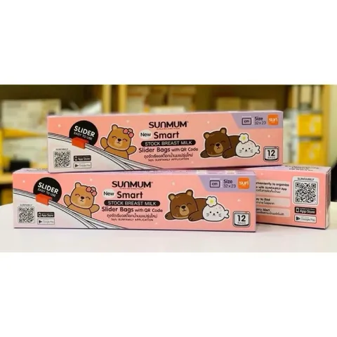 Túi Zip Đa Năng Sunmum Thái Lan Chính Bảo Hãng - Hộp 12 Túi Đựng Đồ, Trữ Sữa Mẹ