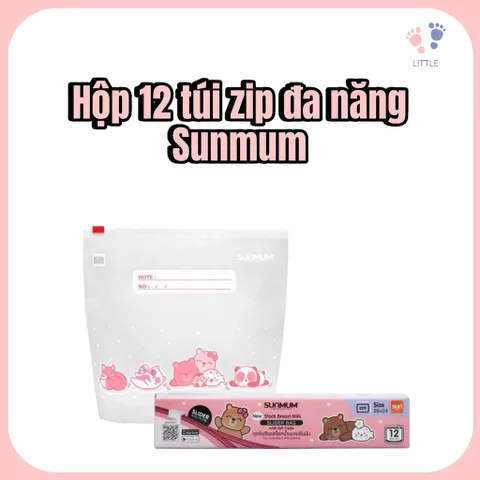 Túi Zip Đa Năng Sunmum Thái Lan Chính Bảo Hãng - Hộp 12 Túi Đựng Đồ, Trữ Sữa Mẹ