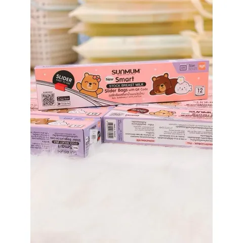 Túi Zip Đa Năng Sunmum Thái Lan Chính Bảo Hãng - Hộp 12 Túi Đựng Đồ, Trữ Sữa Mẹ