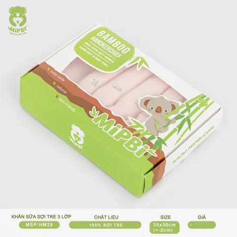 KHĂN SỮA SỢI TRE CAO CẤP 3 LỚP (HỘP 6 CHIẾC )