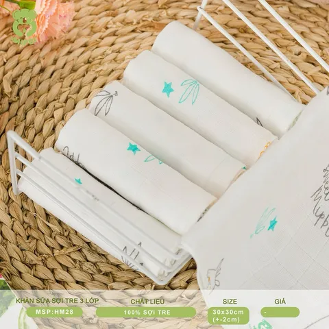 KHĂN SỮA SỢI TRE CAO CẤP 3 LỚP (HỘP 6 CHIẾC )