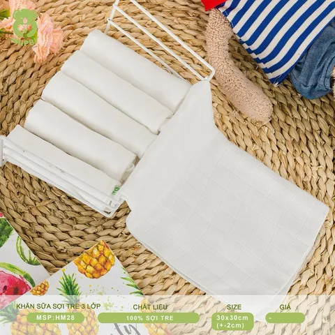KHĂN SỮA SỢI TRE CAO CẤP 3 LỚP (HỘP 6 CHIẾC )