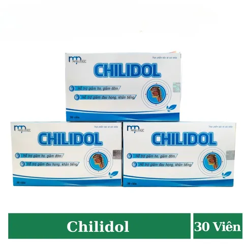 Chilidol giúp cải thiện tình trạng ho có đờm, khan tiếng, mất giọng (Hộp 30 viên) 