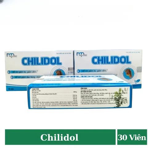 Chilidol giúp cải thiện tình trạng ho có đờm, khan tiếng, mất giọng (Hộp 30 viên) 