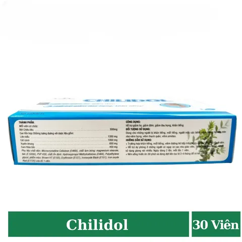 Chilidol giúp cải thiện tình trạng ho có đờm, khan tiếng, mất giọng (Hộp 30 viên) 