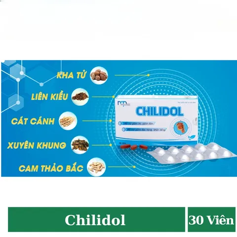 Chilidol giúp cải thiện tình trạng ho có đờm, khan tiếng, mất giọng (Hộp 30 viên) 