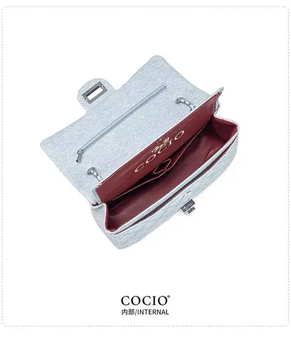 Túi Xách Nữ COCIO da thật da Nhung thời thượng, cá tính size 25