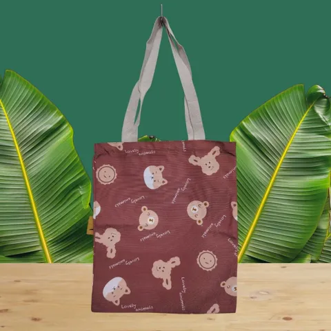 Túi tote in hình Gấu cute hai mặt, có một ngăn kéo