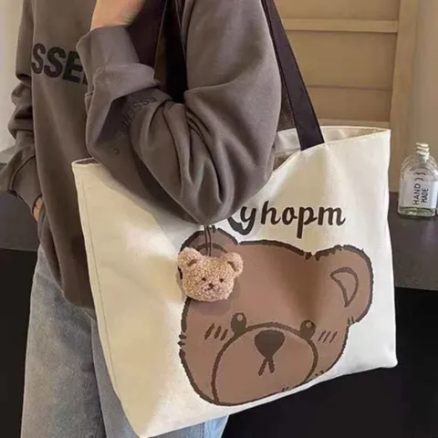 [HÀNG CÓ SẴN] Túi tote hình Gấu (36x30)cm sức chứa lớn đeo một vai hoạt hình phong cách Nhật bản (không kèm móc khóa)