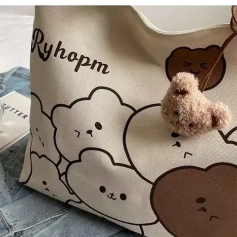 [HÀNG CÓ SẴN] Túi tote hình Gấu (36x30)cm sức chứa lớn đeo một vai hoạt hình phong cách Nhật bản (không kèm móc khóa)