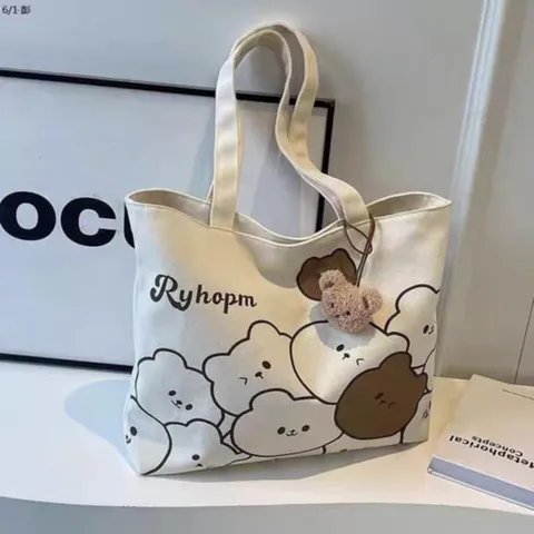 [HÀNG CÓ SẴN] Túi tote hình Gấu (36x30)cm sức chứa lớn đeo một vai hoạt hình phong cách Nhật bản (không kèm móc khóa)